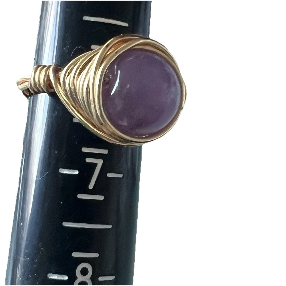 Handmade ~ Copper Wire Wrap ~ Amethyst Bead Ring Size‎ 6 - Picture 6 of 6